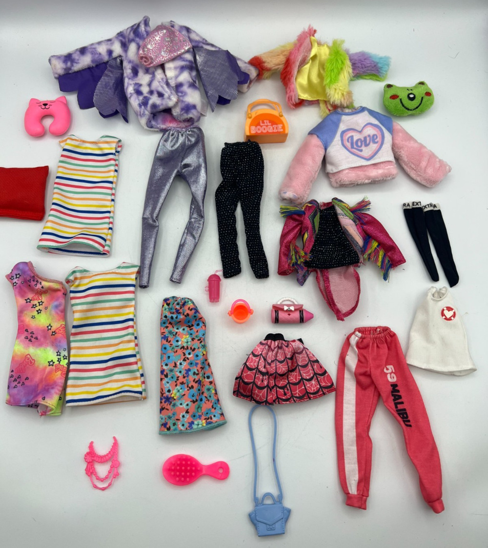Barbie Doll Clothes Accessories Lot Dresses Pants Jackets Bags Mixed Outfits